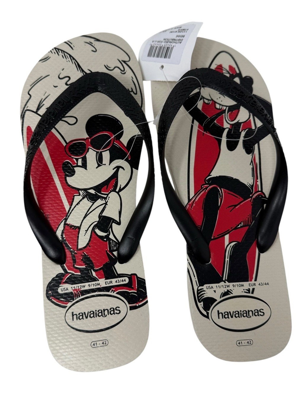 NWT Havaianas Disney Mickey Goofy flip flops Men’s Size 9-10 New